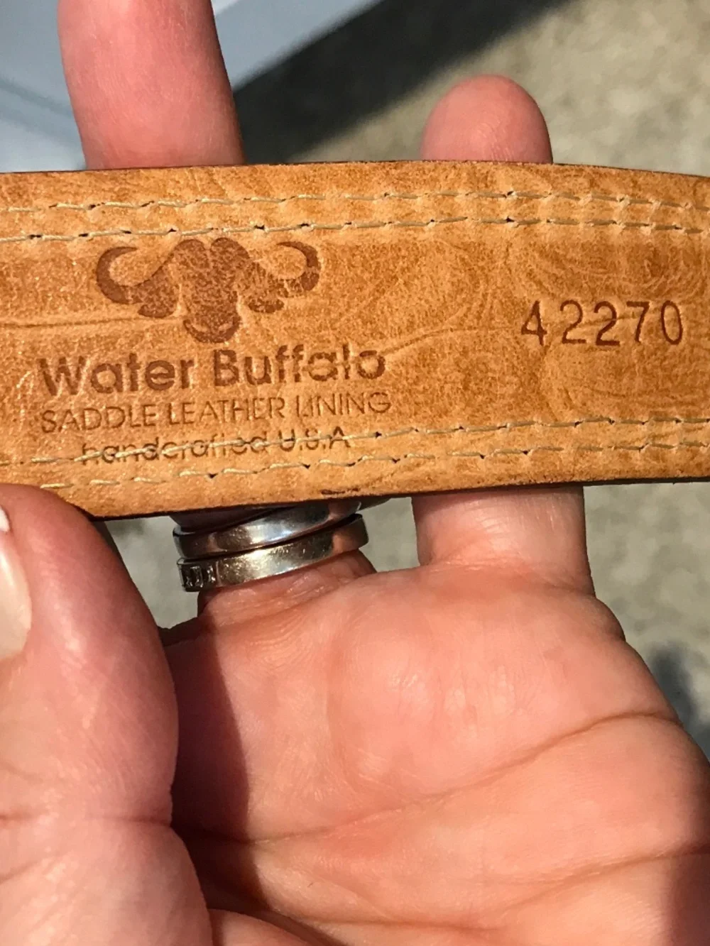 MARTIN DINGMAN HANDCRAFTED BRASS BUCKLE EXOTIC WATER BUFFALO LEATHER BELT 38